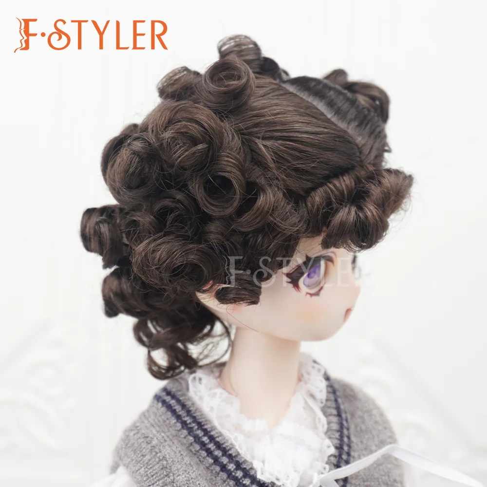 FSTYLER Synthetic Mohair Vintage Cute Curls Mini Bjd 18 Inch Custom Wholesale Bulk Sale Doll Accessories for BJD Doll Hair Wig