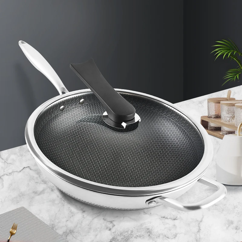 Factory direct stainless steel non-stick pan high-end uncoated frying pan