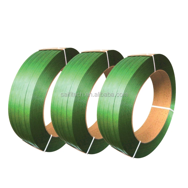 Brick and ceramic packing use 16mm poly cord strapping pet green embossed polyester strap