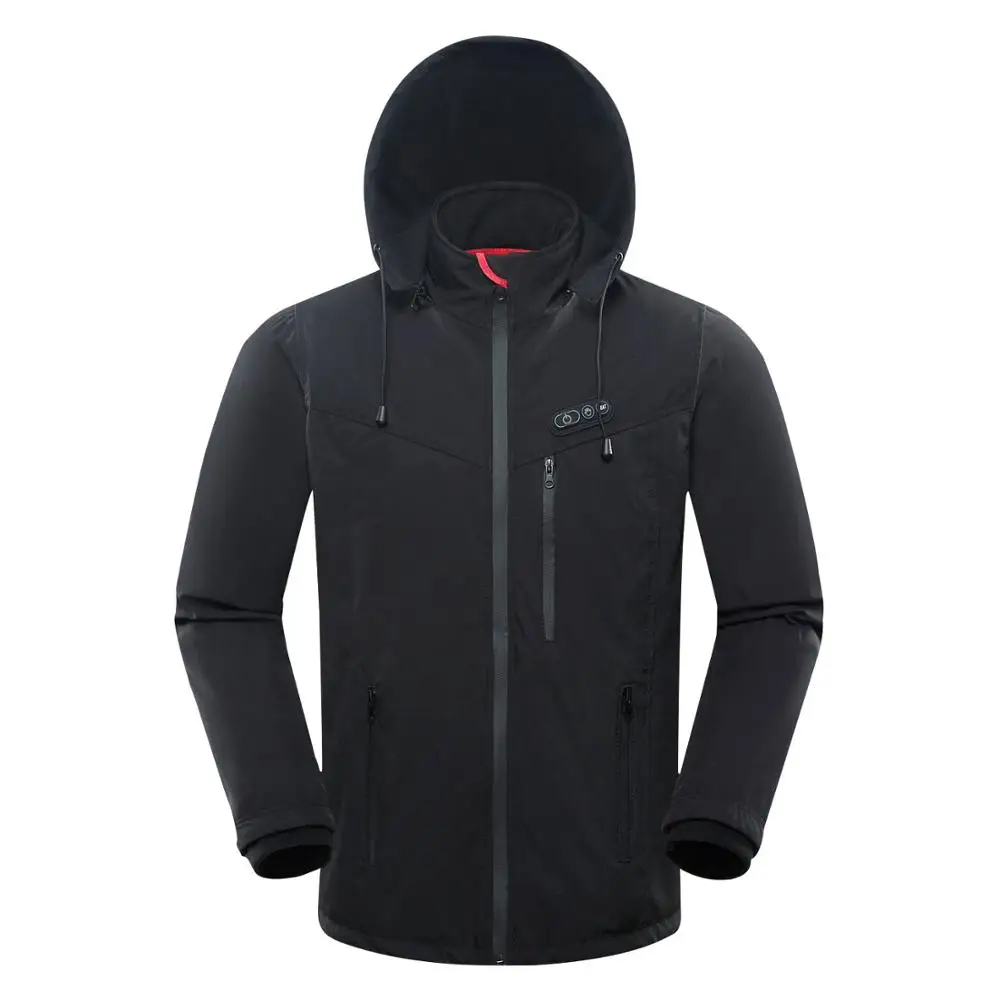 9 Zone Heating Clothing Hoodie Coat Winter Warmer Usb Thermal Heated Jacket Casual Stand Fleece Woven 100% Polyester for Men
