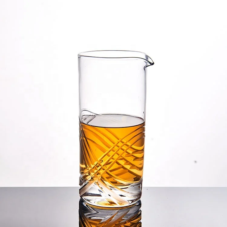 
Professional Cocktail Mixing Glass Thick Bottom Seamless Lead Free Hand-cut Crystal Mixing Glass 700ml 