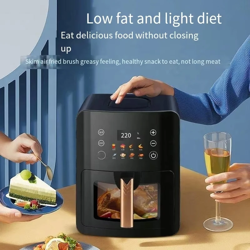 2024 Home Hotel 6L Large Capacity Square Oil-Free Automatic Electric Air Fryer Oven Multi-Function Intelligent Air Fryer