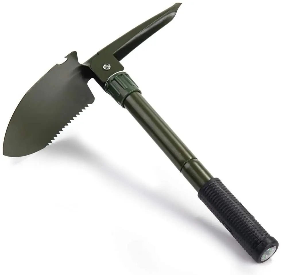  RGS03A Foldable Stainless Rail Steel Wheat Straw Plough Beach Long Handle Loading Military Spade