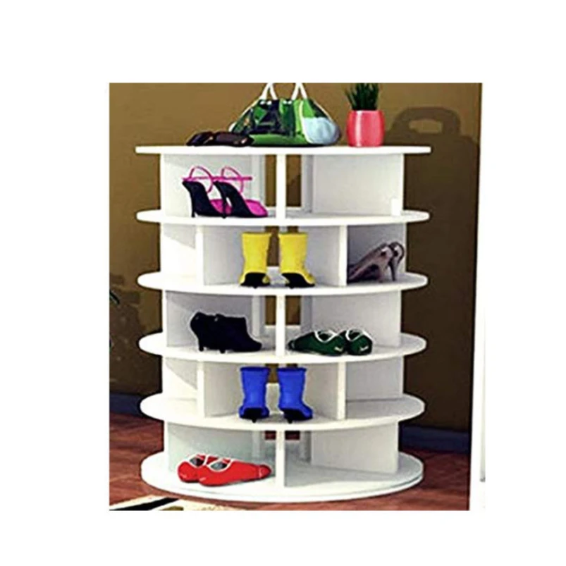 modern manufacturer 7 tiers 28 pair 360 degree wooden spinning space saving rotating entry way shoe rack display latitude run