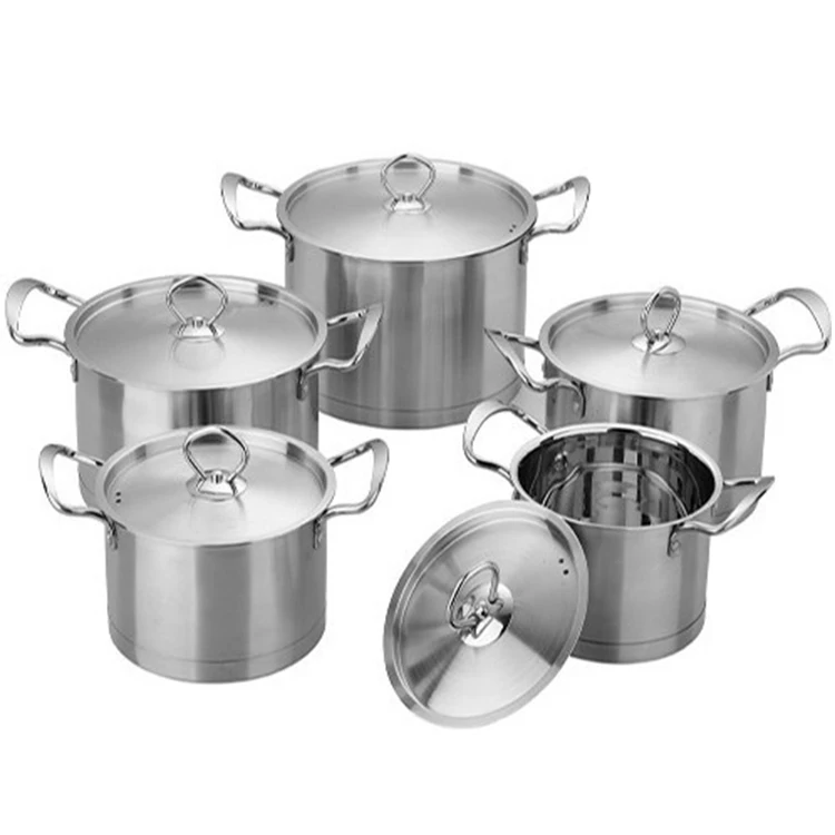 Kitchenware set 5pcs stainless steel cookware sauce pan casseroles set with steel lid for kitchen household used