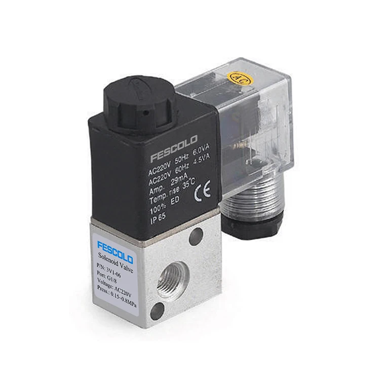 
3V1-06 series direct drive type two positions three ways solenoid valve 