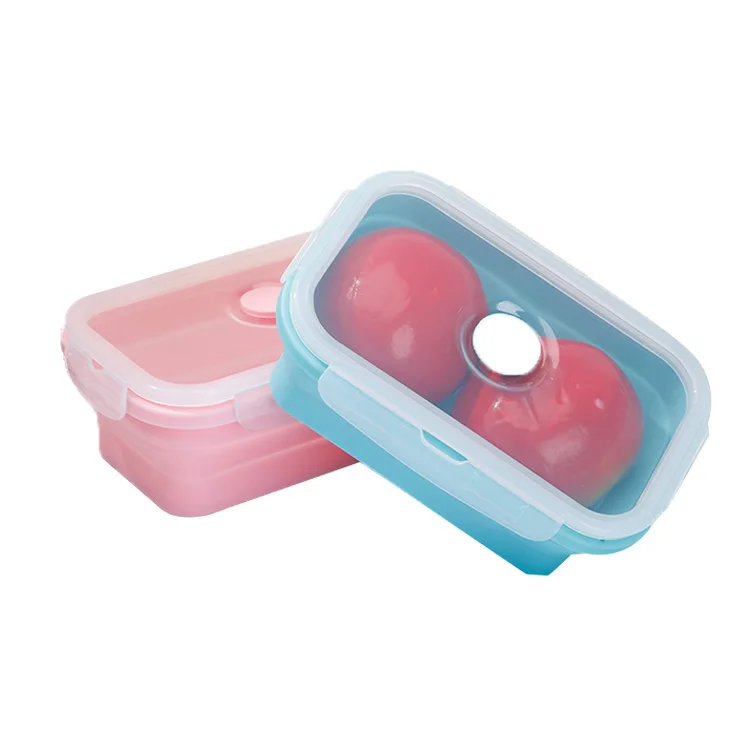 Factory Wholesale Harmless Collapsible Silicone Lunch Box Container Kids Silicone Lunch Box