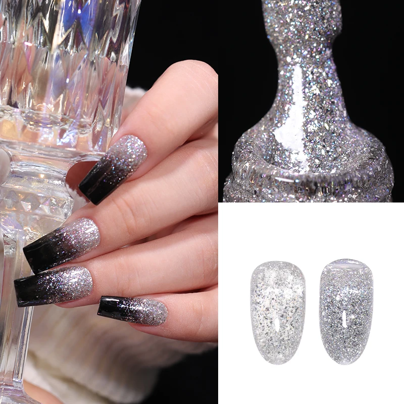 4 Colors 10ml Glitter Soak off Platinum UV Led Gel Galaxy Glitter Gel Polish Soak off Platinum Glitter Gel Polish Nail Art