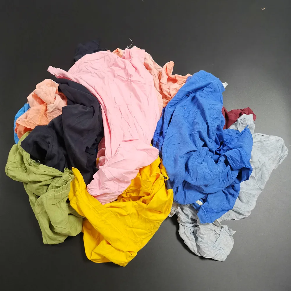 Cheap Used Cloth Scraps Cotton Cleaning Rags Colored 100% Cotton T-shirt Marine Cleaning Wiping Rags
