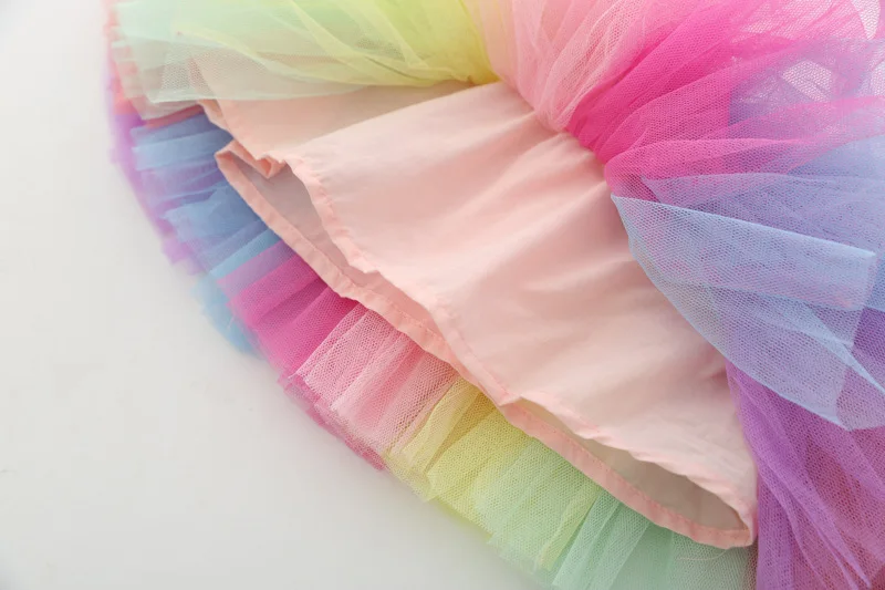Girls rainbow tutu skirt designed tulle skirt for kids Birthday wedding party clothes costume Skirt