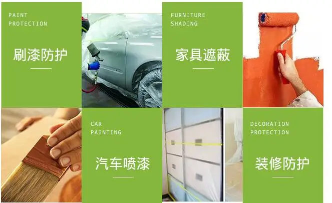 waterproof plastic pre-taped masking film for furniture and floor