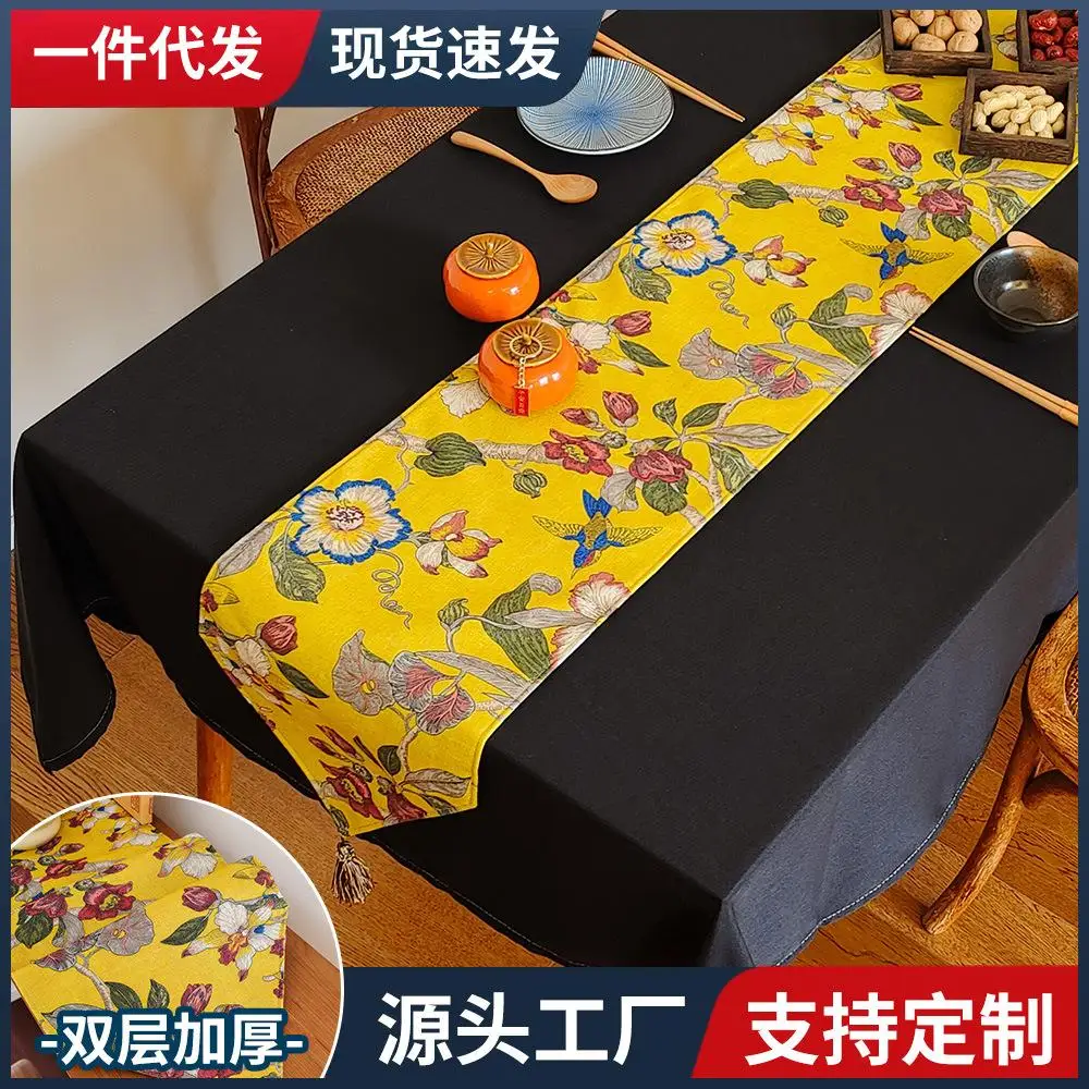 New Runner Zen Chinese Style Tea cloth TV Cabinet Cover Long Dining Coffee Tablecloth table cover