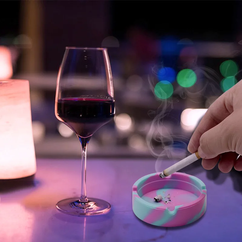Silicone ashtray portable smoke creative home ins wind easy to clean luminous white fluorescent smoke cup