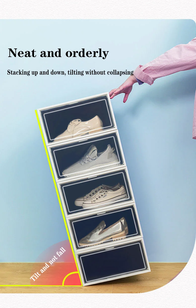 Magnetic Acrylic Clear Shoe Box Modern Foldable PET Sneaker Storage Container Functional Transparent Plastic Shoe Organizer