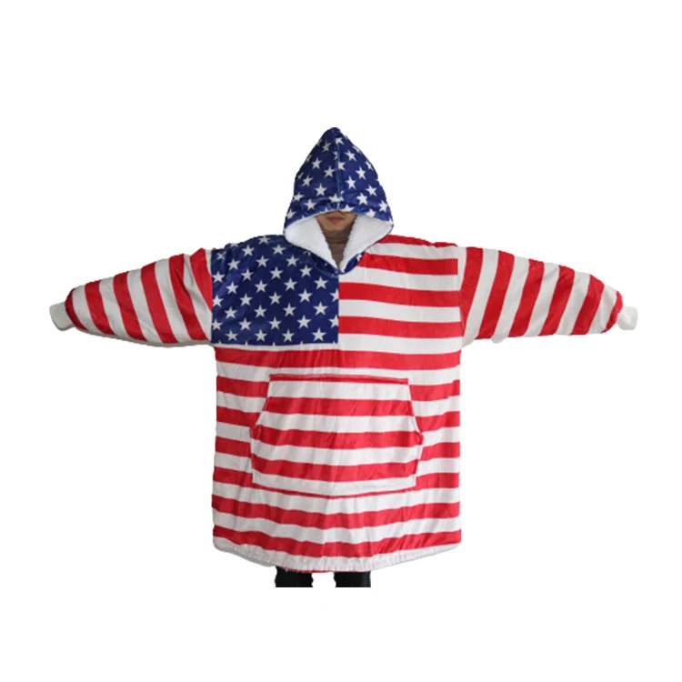 Роскошное зимнее одеяло с капюшоном, большое одеяло с капюшоном, Прямая поставка, толстое худи с принтом, одеяло с рукавами и карманами