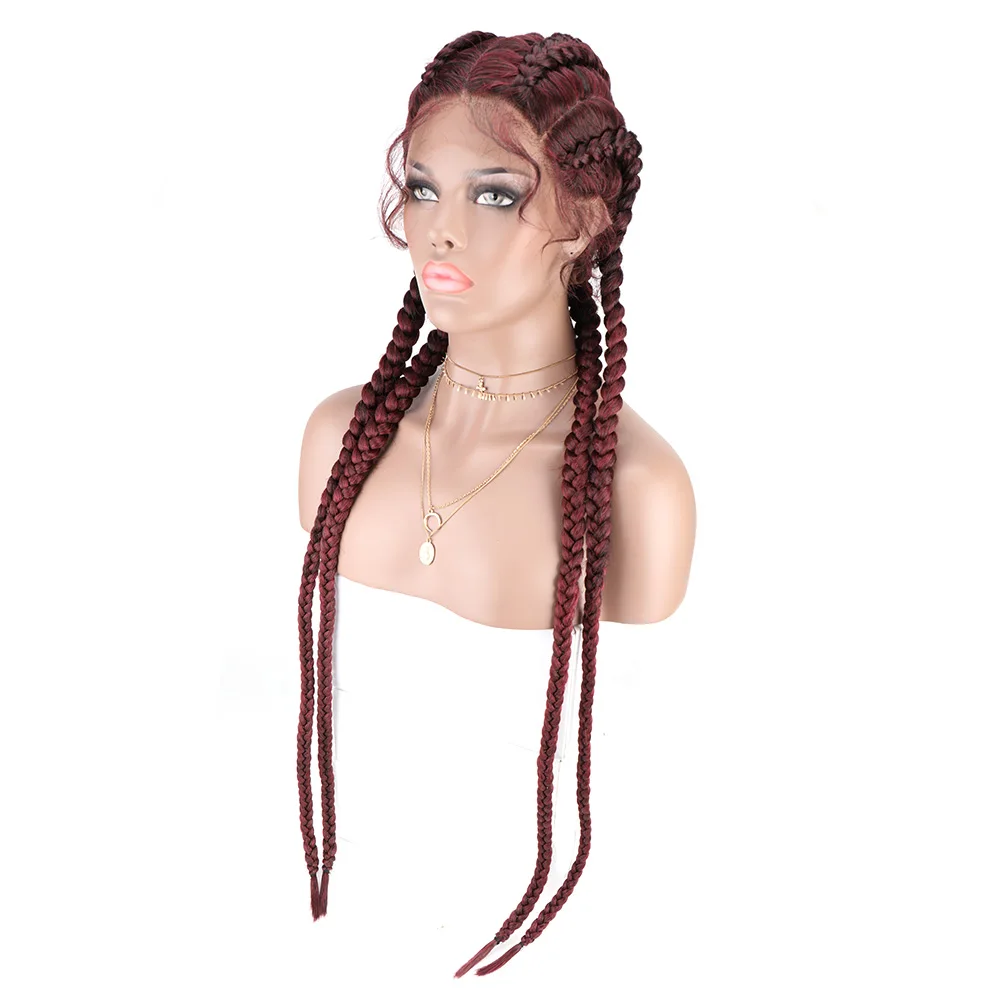 African Glueless Box Braids Wig Tresse Cornrow Aliexpress Hair For Synthetic Front Lace Braiding Wig Baby Hair For Black Women