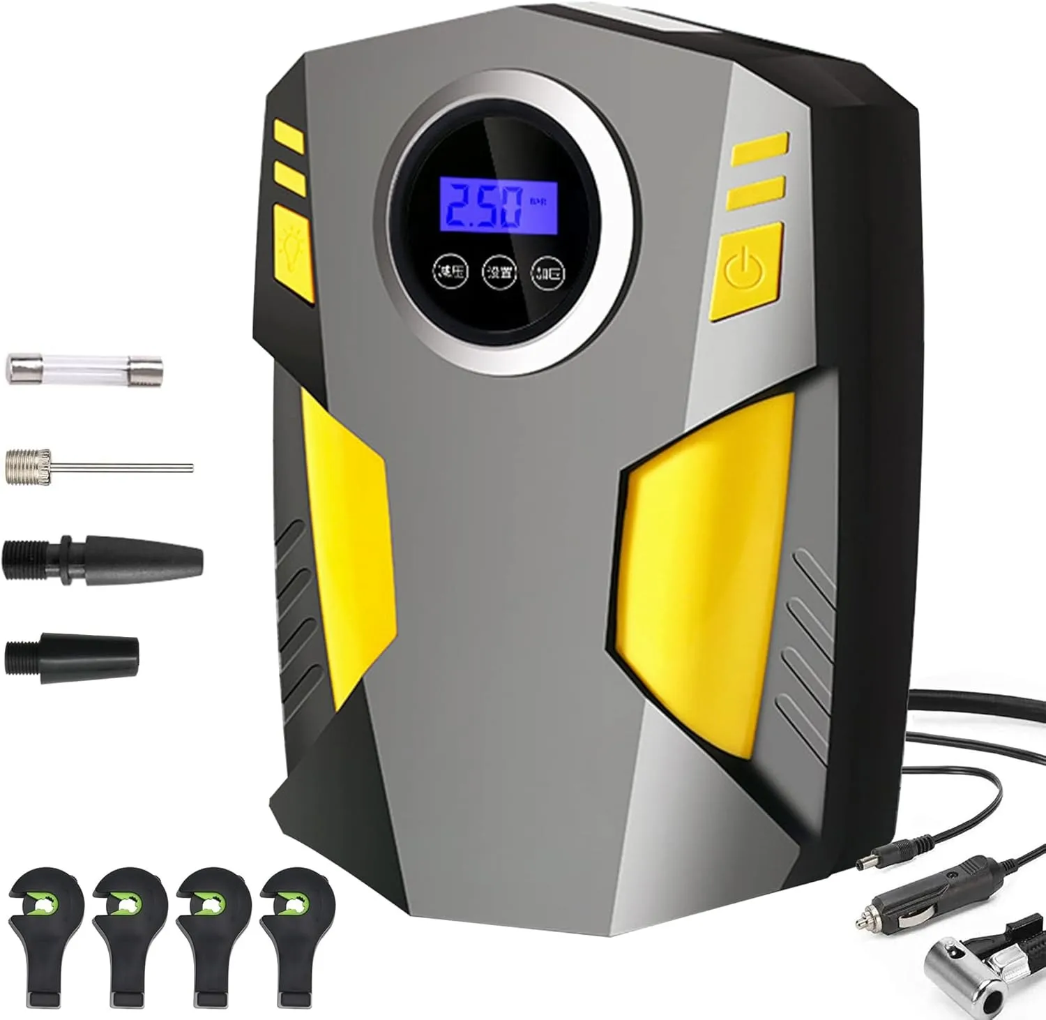 Powerful Motor Tire Inflator Portable Air Compressor Fast Electric Air Pump for Car Tires with Digital Pressure Gauge