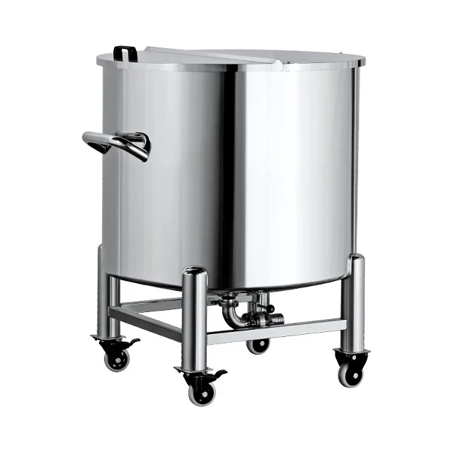 Stainless steel storage tanks can be moved to store cosmetic emulsion products or semi-finished products