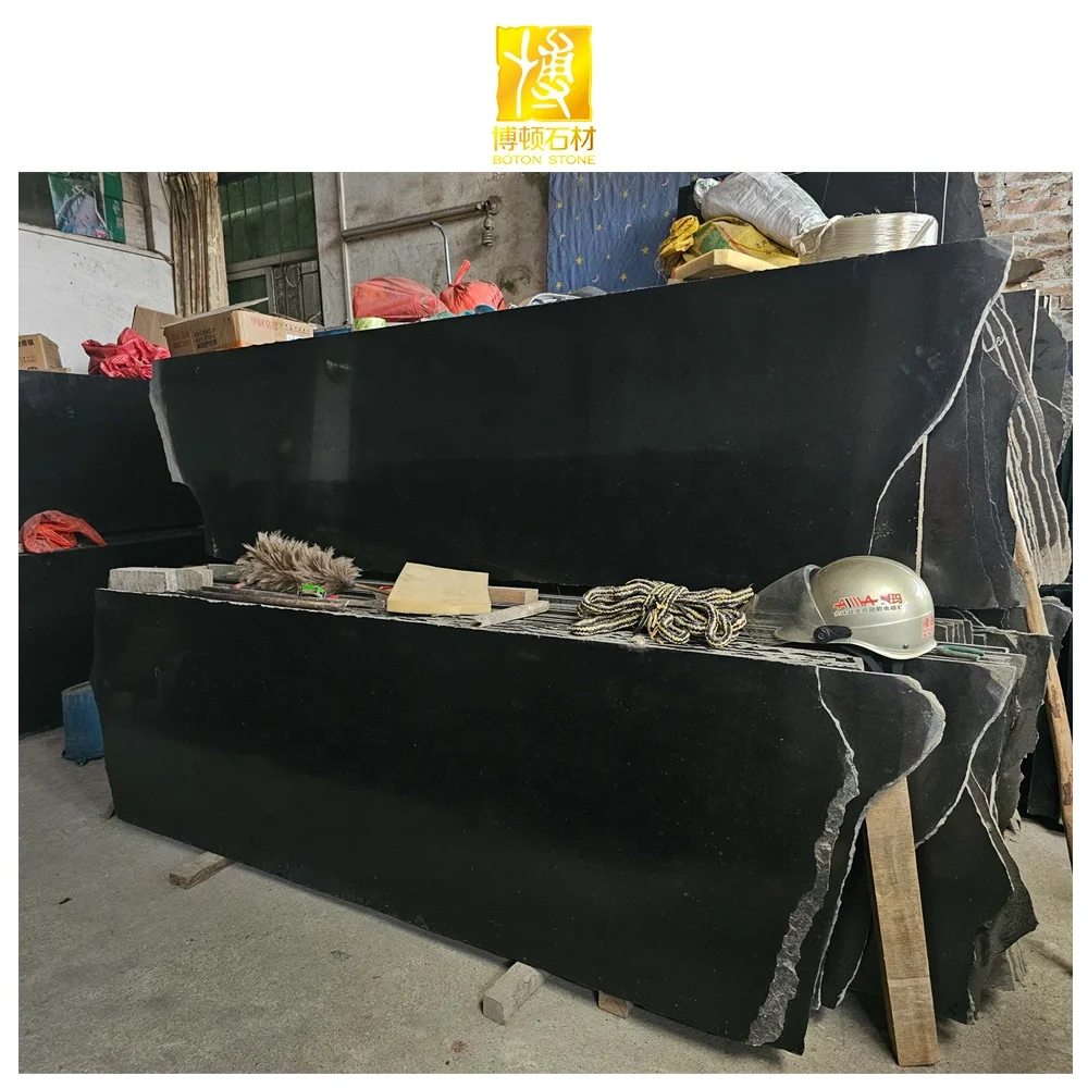 BOTON STONE Hot Sale Granite Floor Tiles Black Kitchen Countertop Polished Granite Slab