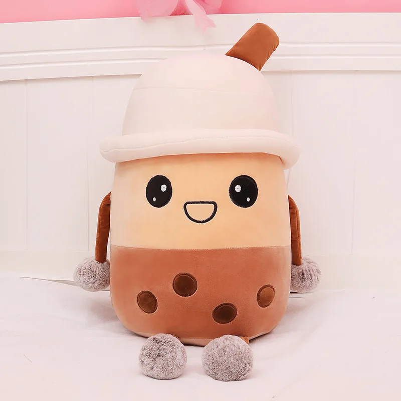 Cute Bubble Tea Stuffed Toys Ice Cream Super Soft Sleeping Pillow Boba Plush Toy