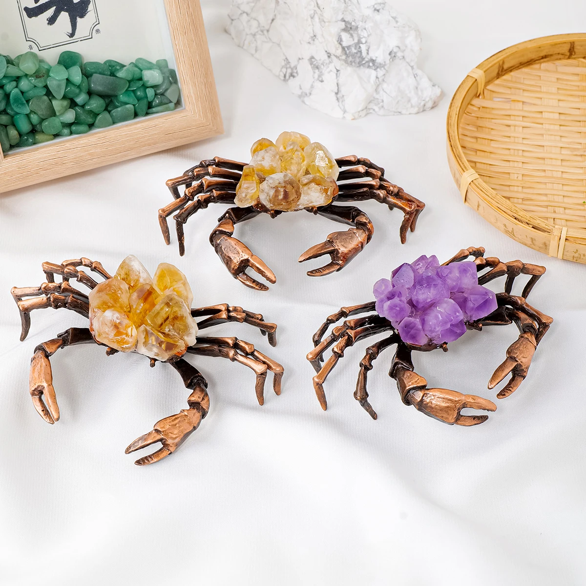Wholesale Rough Crystal Tooth Healing Stones Crystal Crafts Crabs Shape Crystal Crab For Halloween Decoration