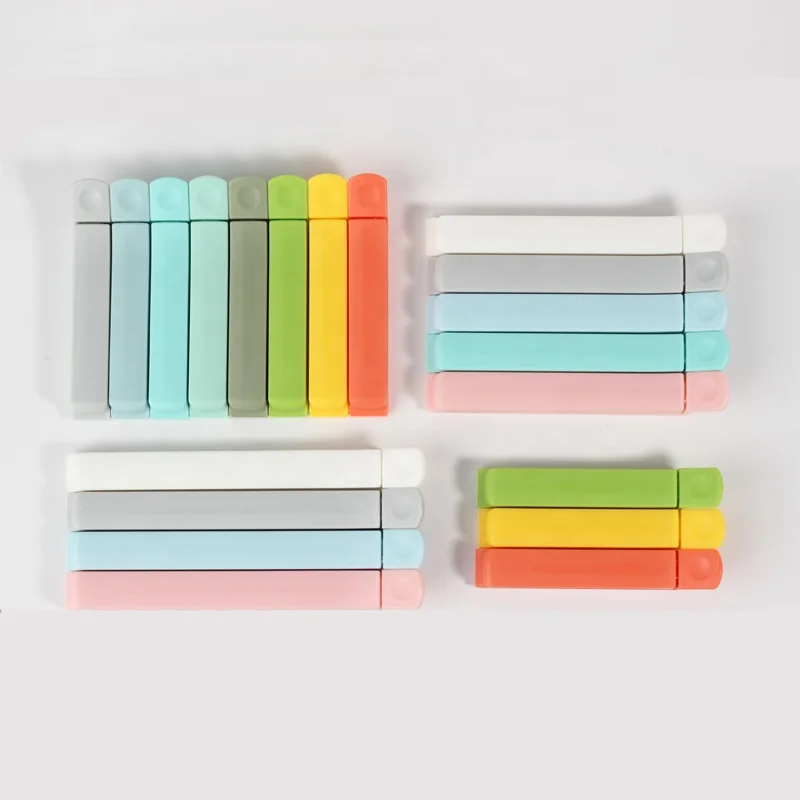  Set of 5pcs custom logo High quality small colorful food bag dampproof clamps plastic coffee tea sealing