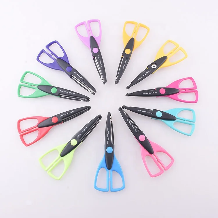 Amazon hot sale Kids Safety Colourful Stainless Steel Tailor scissors Decorative Craft Children Scissors