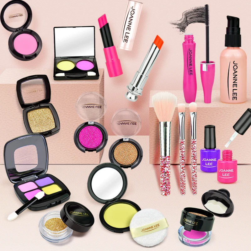 Girl Pretend Play Make Up Toy Simulation Cosmetics Pink Makeup Set Princess Beauty Plastic Play House Toy Lipstick Eyeshadow