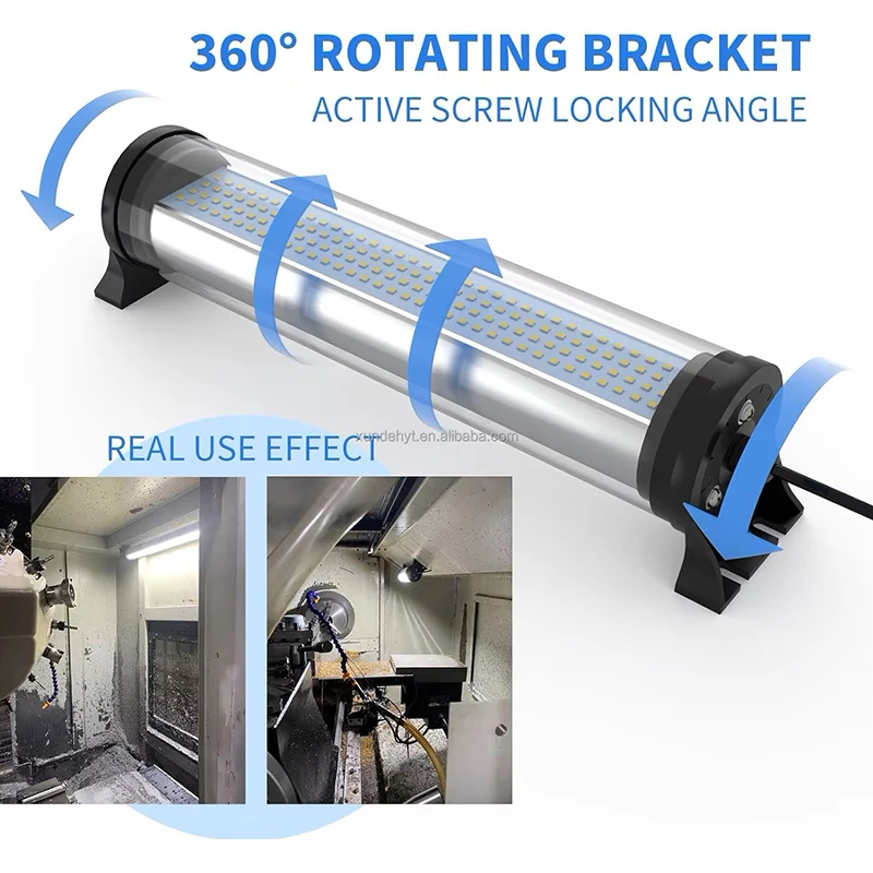 15W led waterproof machine tool work light 220V CNC lathe round tube rugged lighting 360 rotating CNC work light