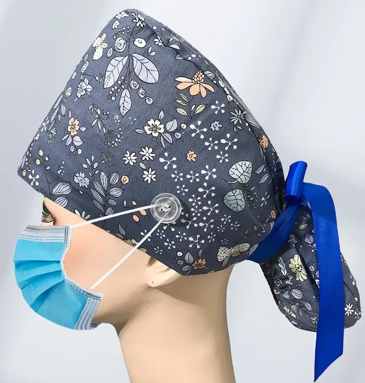 Adjustable Hospital Medical Working Cap Nursing Surgical Nurses Hair Caps Hat For Long Hair Scrub Bonnets
