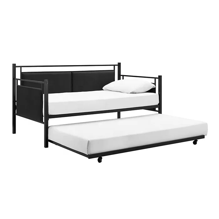 Best Selling Classic Modern style Single size Black bronze Wrought iron Sofa bed Metal bed with trundle