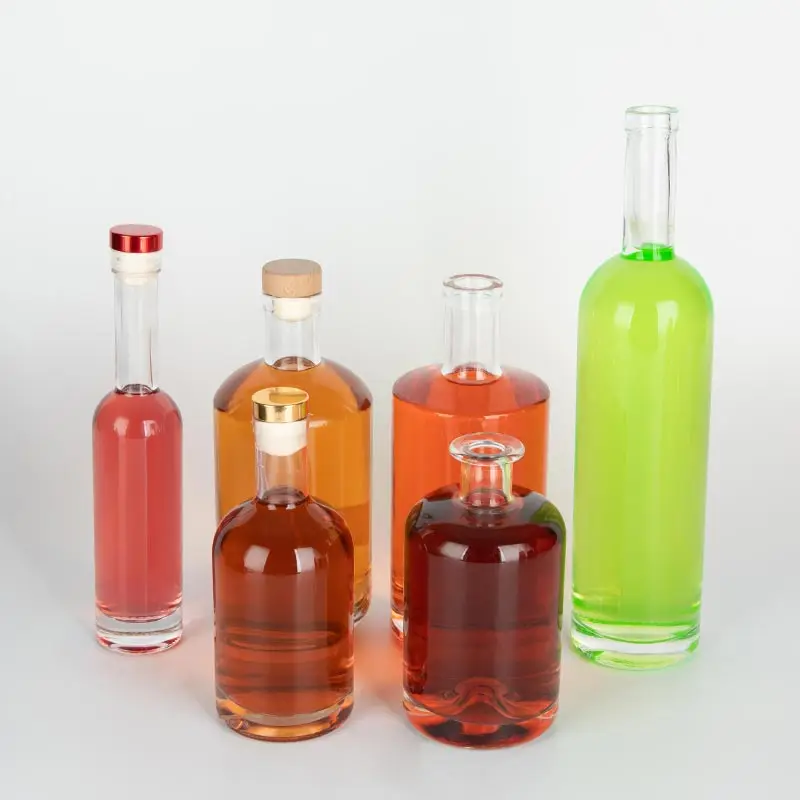 Luxury Spirit Gin Whisky Rum Tequila Vodka Flint 500ml 700ml 750ml Round Custom Glass Bottles