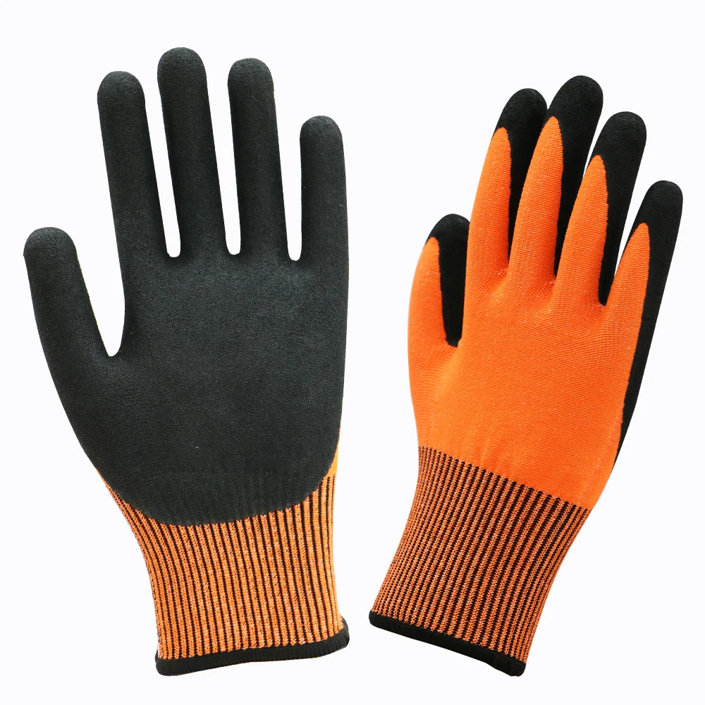 HPPE Nitrile Coated Cut Resistant Safety Work Gloves Level 5 Anti Cut Gloves For Construction