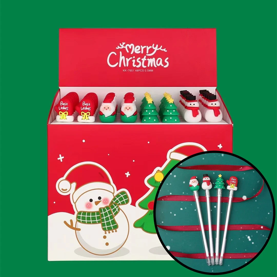 Best Sell Silicone Surprise Christmas Fancy Neutral Pen Santa Snowman Christmas Tree 0.5mm Gel Pen