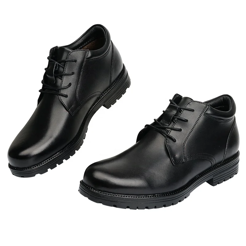 High Quality Black Oxford Shoes Winter Thick Wool Lace Up Work Shoes For Men