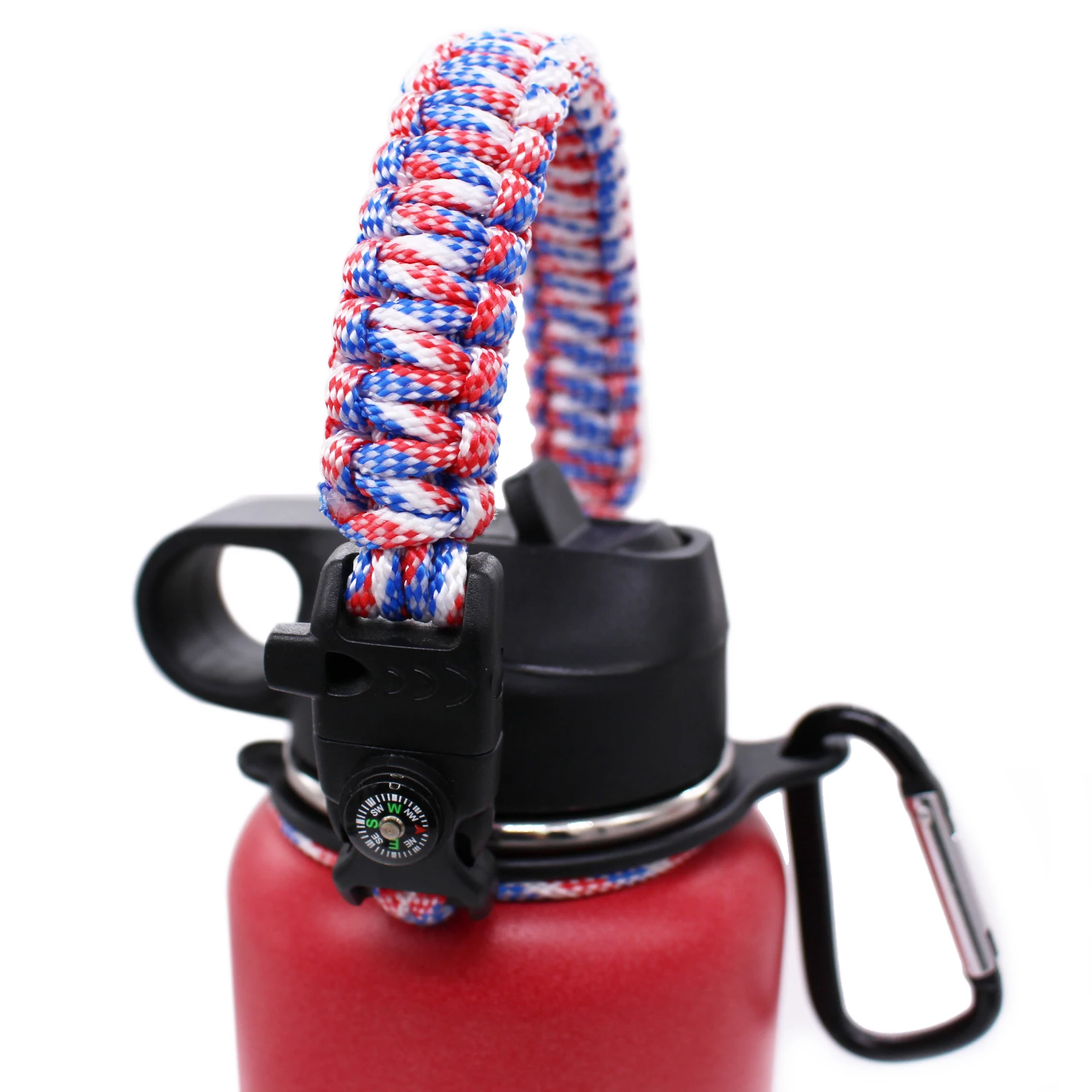 
Durable Adjustable Compass 550 Paracord Water Bottle with Carabiner 