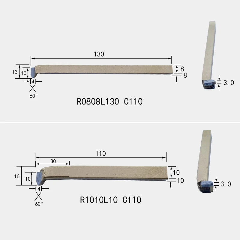 YW2 R0808L125 A2 Tungsten Carbide Cutting Tool for Lathe Machine for Inner Diameter Cutting Inner Boring Hard Alloy Brazing