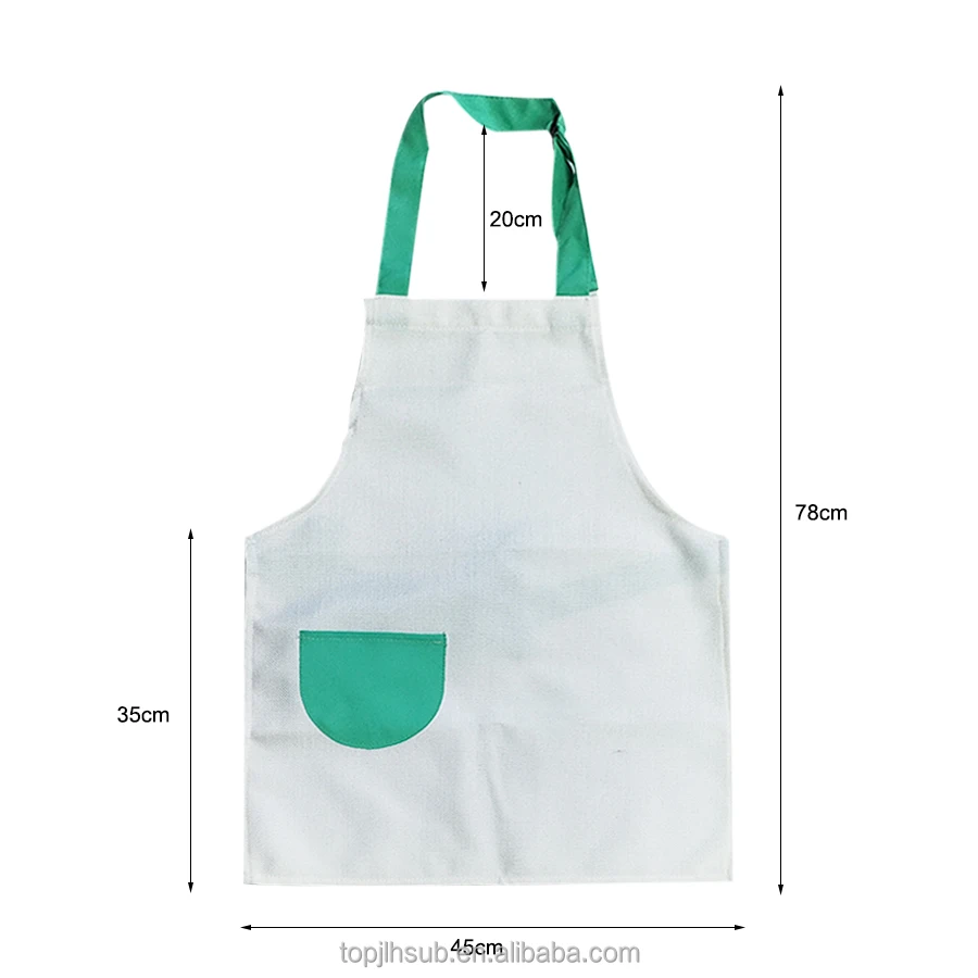 Topjlh wholesale cheap sublimation blank linen drawing apron for kids custom logo sublimation kitchenware aprons