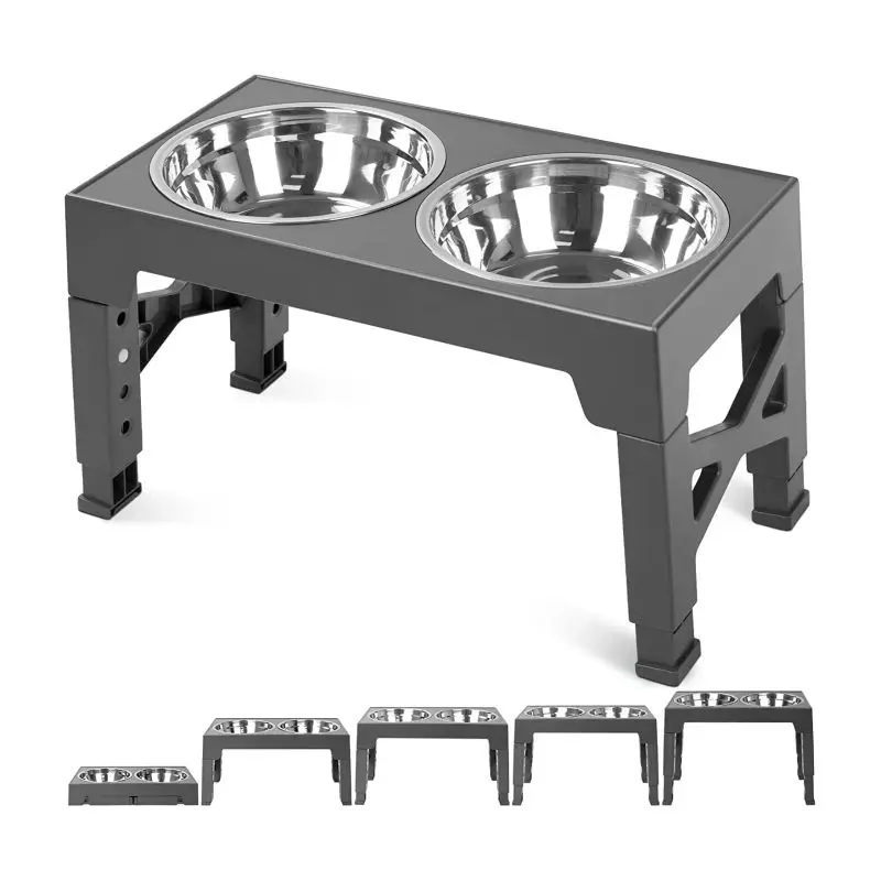 Wholesale 5 Height Adjustable Raised Elevated Pet Dog Bowl with Multiple Combination Options