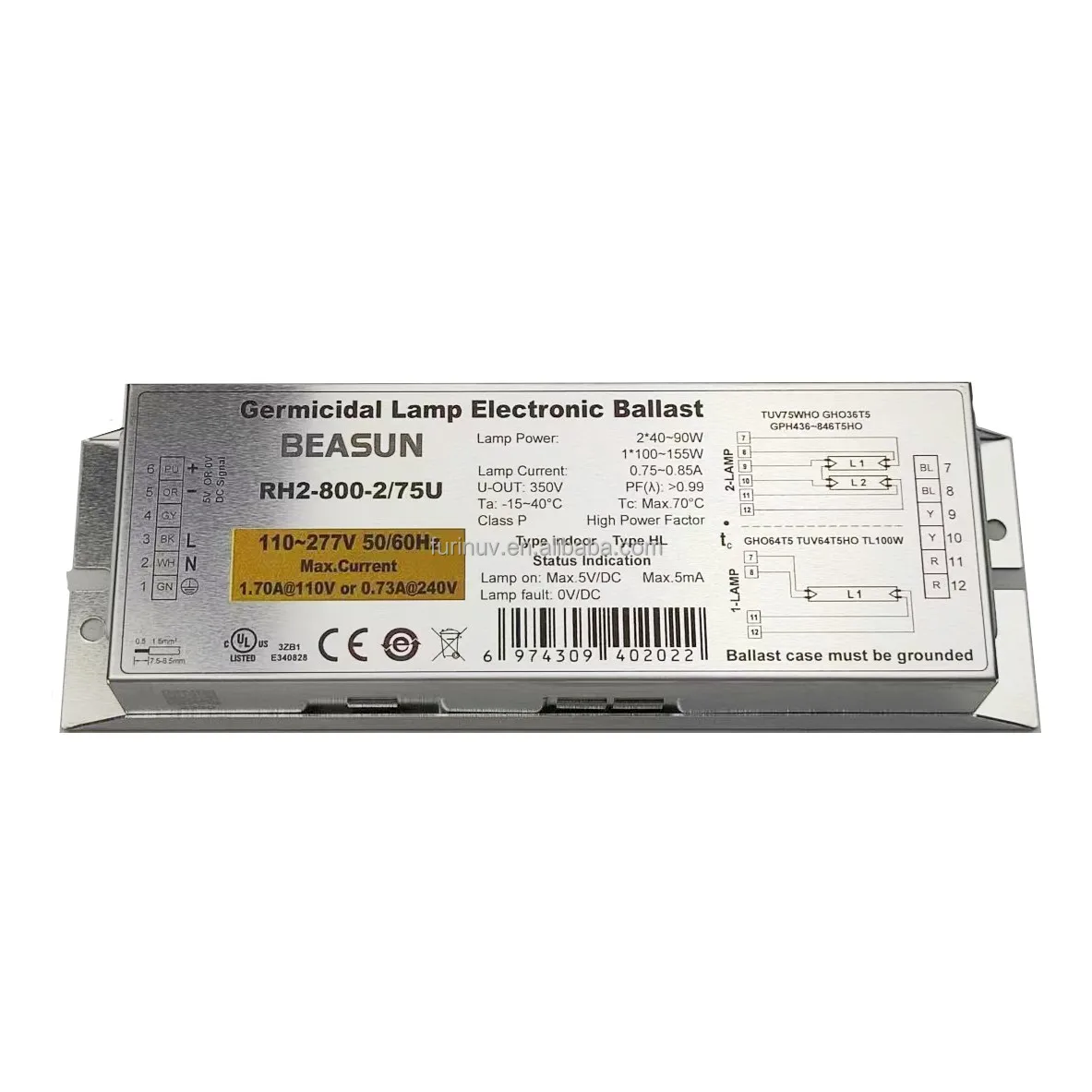 Preheat Ballast 110-277V 100-155W T5 Drive 1~2 Lamps UV Lamp  Electronic Ballast