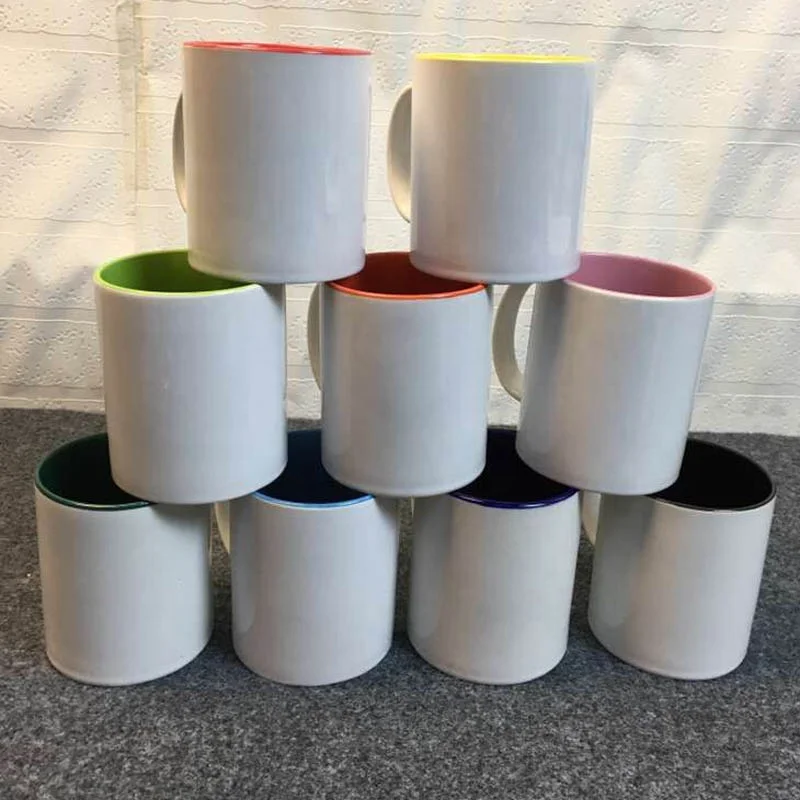 11oz Sublimation Inner Color Mugs With Color Handle For Christmas/Festival/DIY Cup Crafts