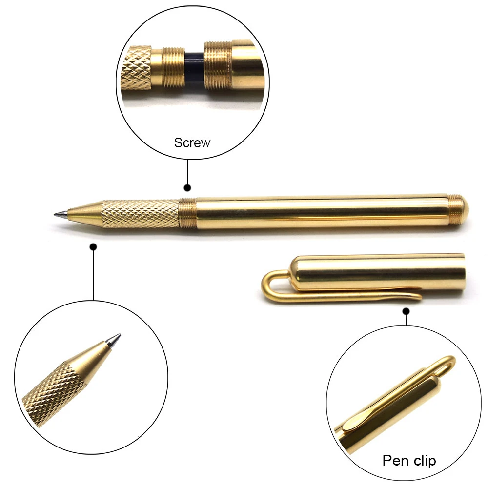 
Good quality promotion Custom Logo Handmade Retro Gold brass material copper metal ballpoint pen 
