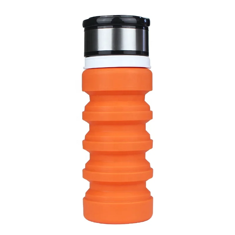 400ml 13oz  bpa free silicone foldable smart water bottle for sport