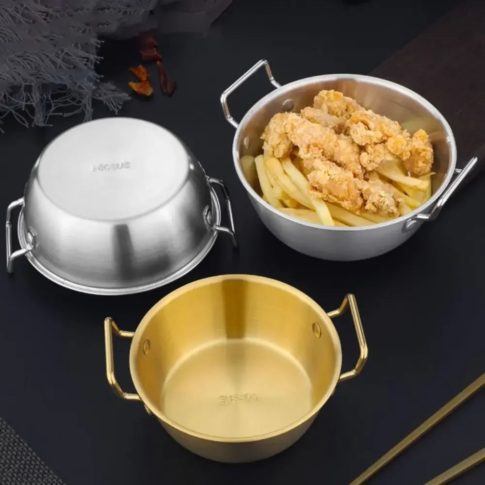 304 stainless steel Korean fries fried chicken bowl Western food double ear handle snack bowl Fruit salad rice wine bowl