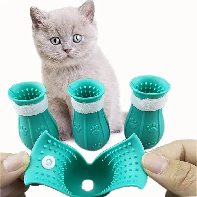 Second Generation Anti-Biting Bath Washing Cat Claw Cover Cut Nails Cat Foot Cover Pet Paw Protector Anti-Scratch Cat Paw Cover