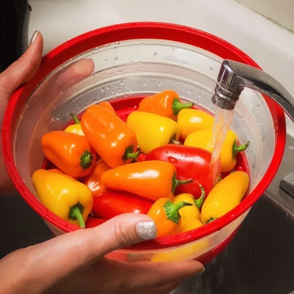 
Plastic Plate Lid Collapsible Microwave Food Cover With Colander Strainer 