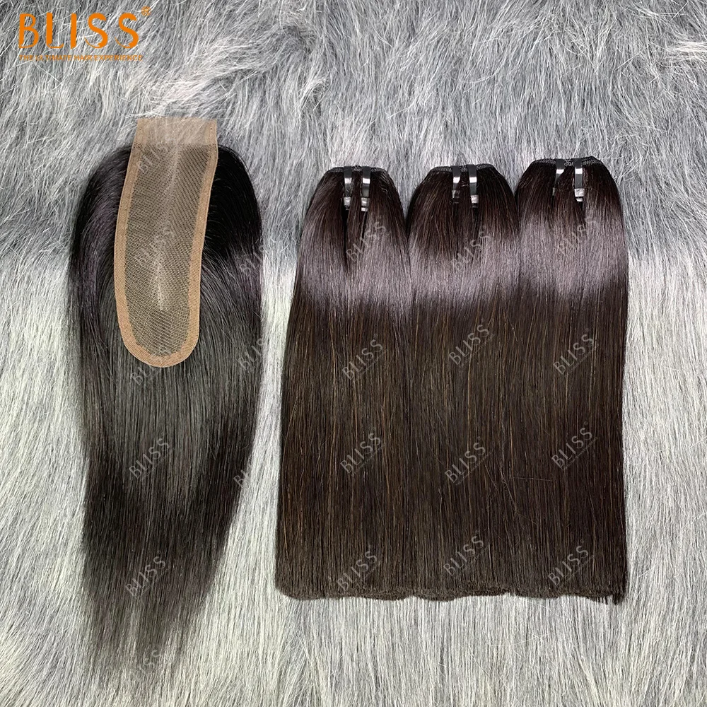 Bliss 3+1 with 2*6 Kim K lace closure human bone straight bundles with closure packaging deal