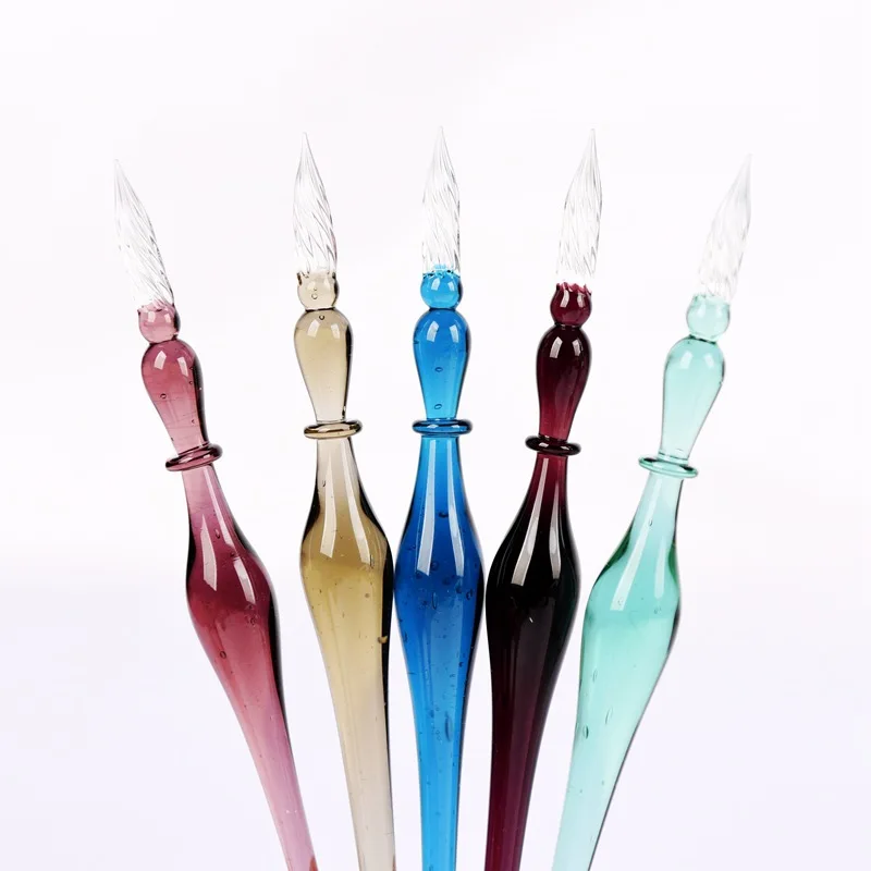 High Quality Glass Dip Pen Rainbow Glass Signature Pen Fancy Glass Ink Pens for Signatures Business Christmas Gift