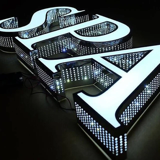 Уличный светодиодный знак из нержавеющей стали с подсветкой магазинная 3D надпись витрина вывеска логотипа