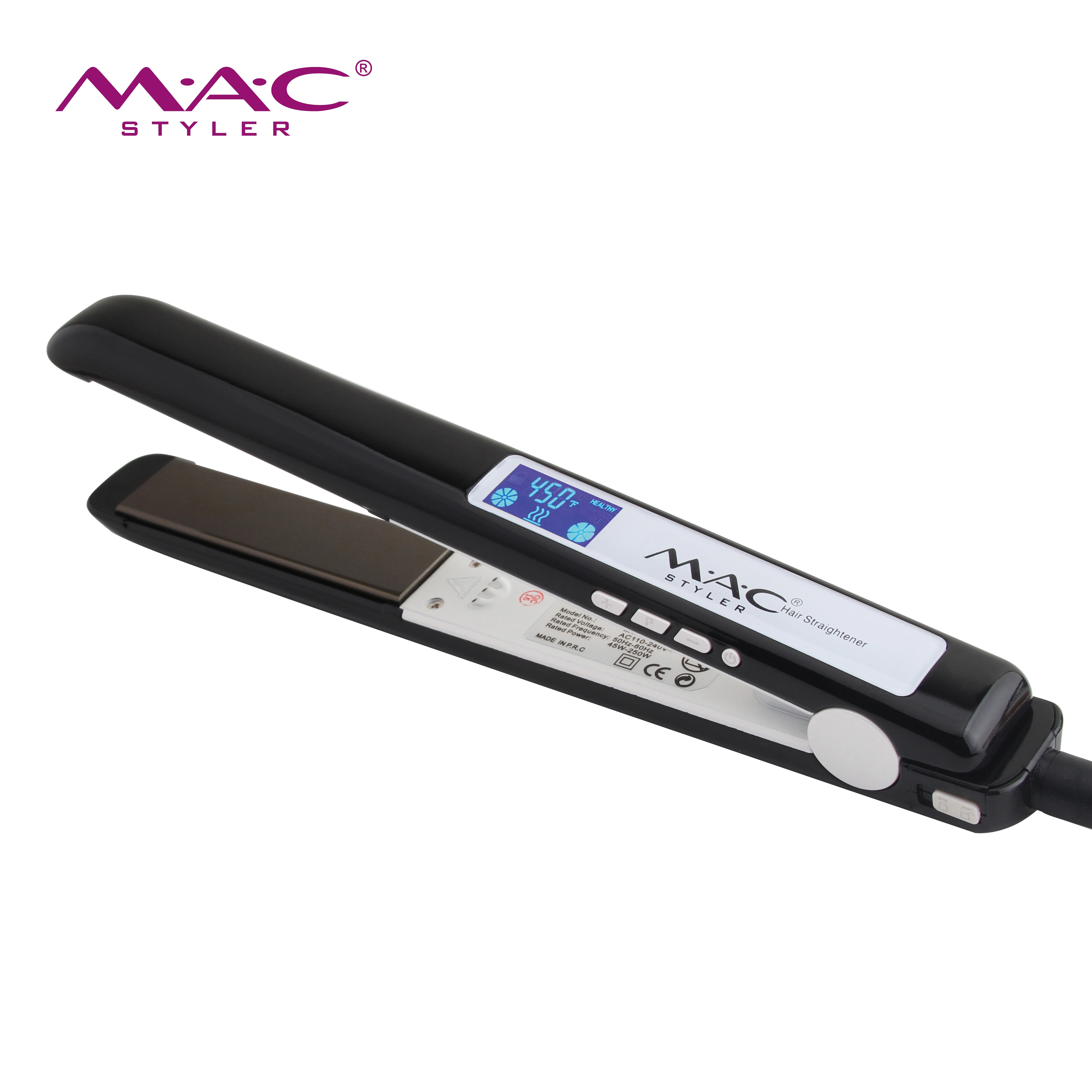 Amazing High-tech Salon Powerful LCD Display Digital Controls Titanium Flat Iron Grey Hair Straightener